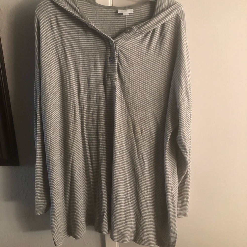 Light Gray Striped Hooded Top- $25 or $20 w/offer